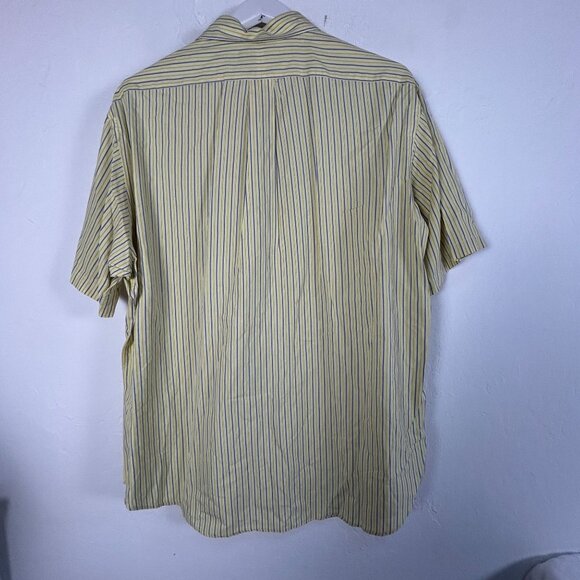 Ralph Lauren Mens Yellow Striped Classic Fit Button-Down Shirt XL Short Sleeve - Picture 2 of 6